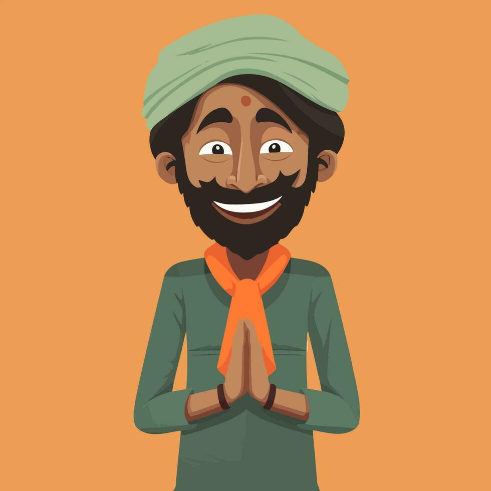 Indian man with traditional clothes. Vector illustration in a flat style.