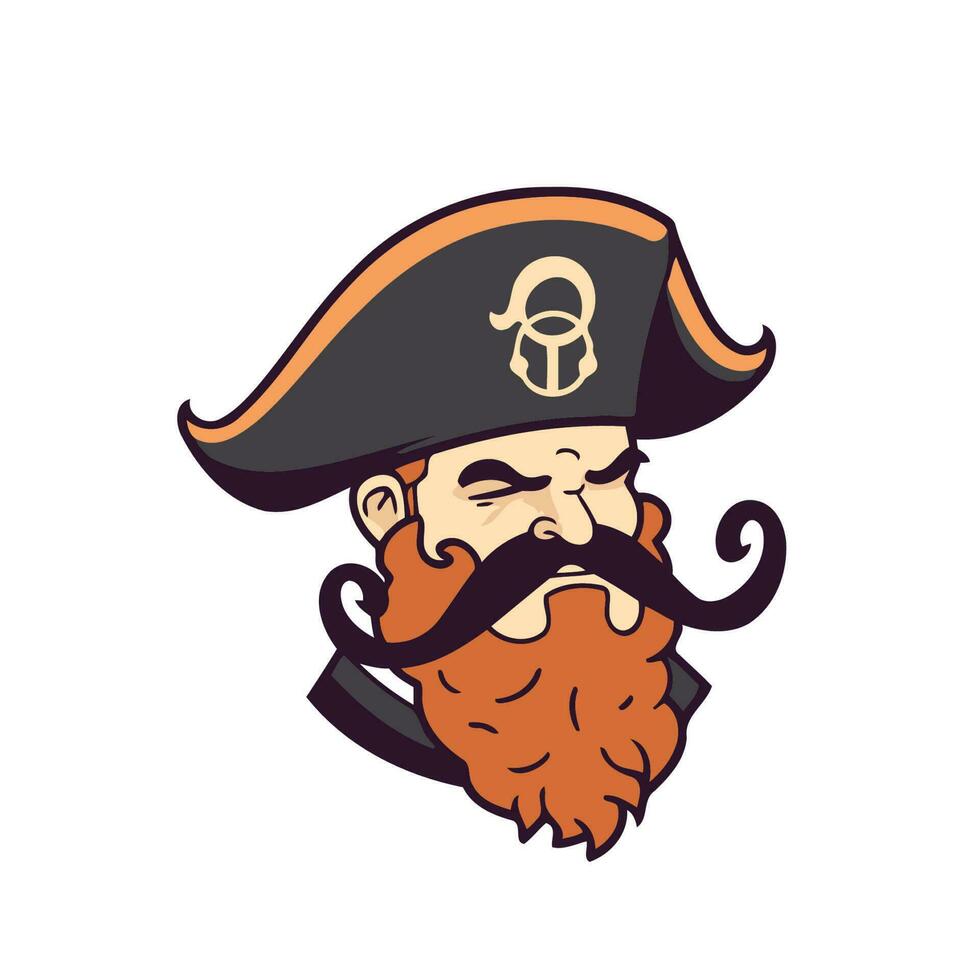 dibujos animados pirata con un Bigote y un sombrero. vector ilustración.