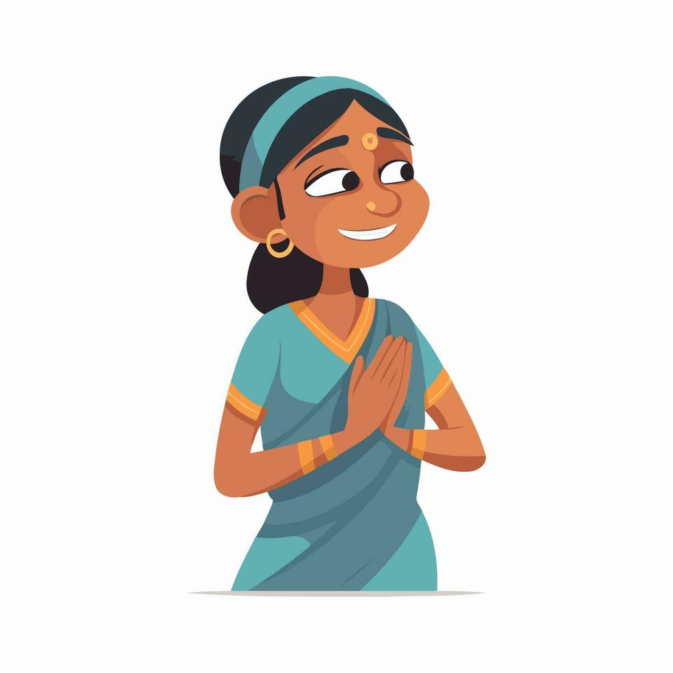 indio niña en sari vector ilustración en un plano estilo.