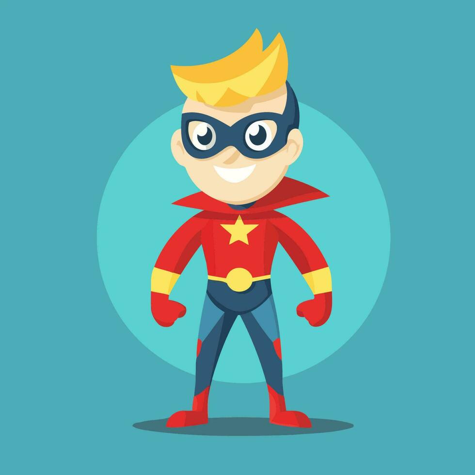 Superhero cartoon character. Vector illustration in a flat style. Superhero.