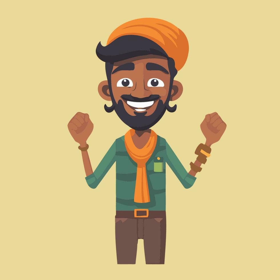 indio agricultor. sonriente agricultor. vector ilustración en un plano estilo.