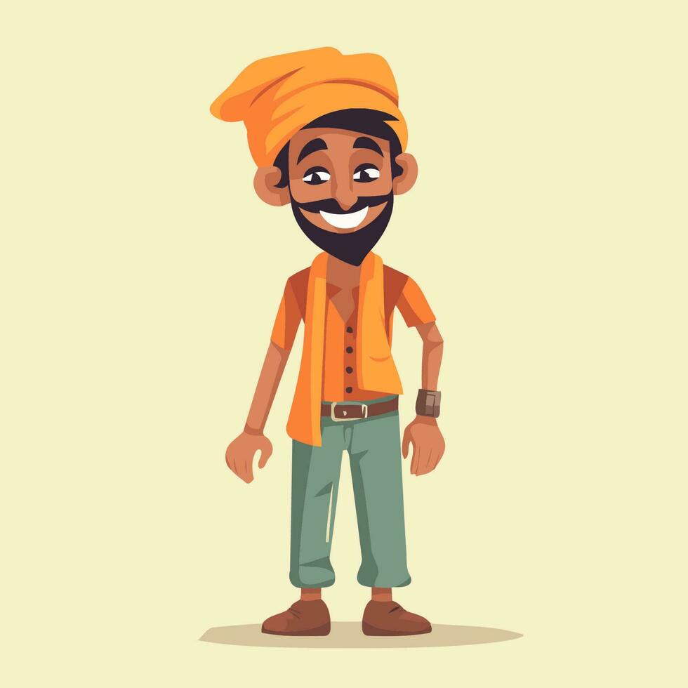 Indian man in a turban. Vector illustration in cartoon style.