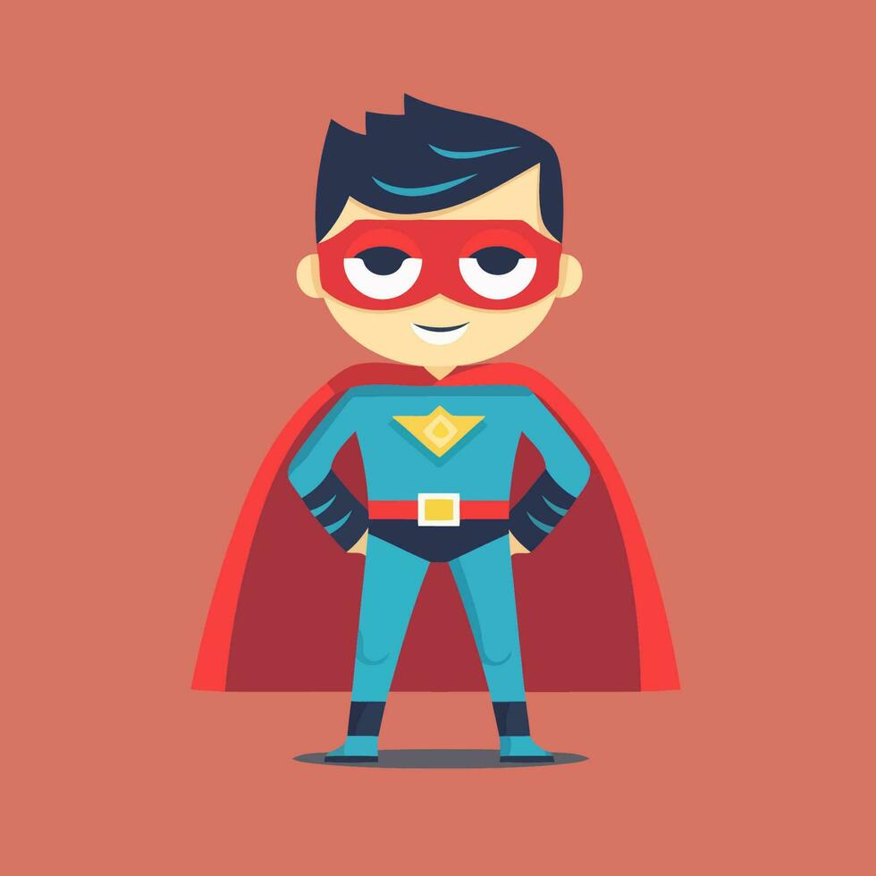 superhéroe personaje. vector ilustración en un plano estilo en un rojo antecedentes.