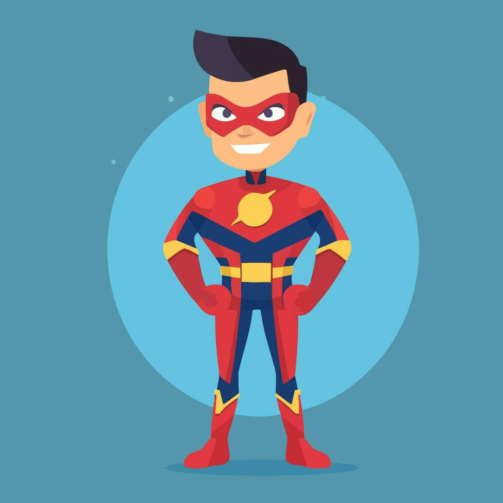 Superhero. Vector illustration in a flat style on a blue background.