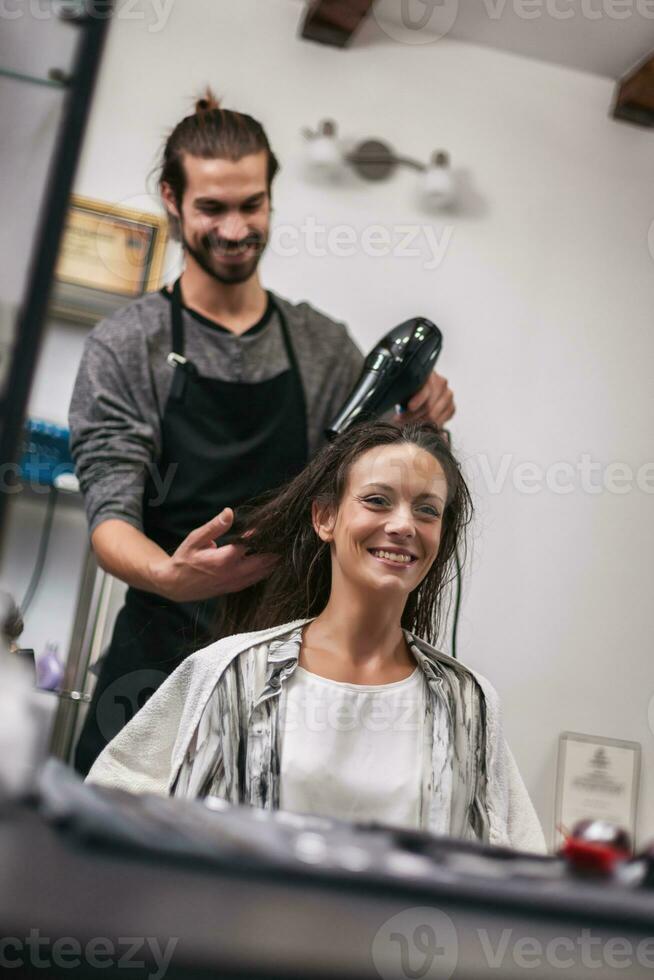 A woman at a hair salon photo