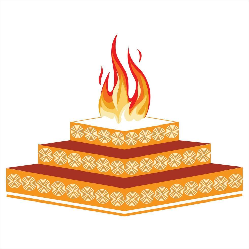 havan, hindu religion spiritual fire vector illustration