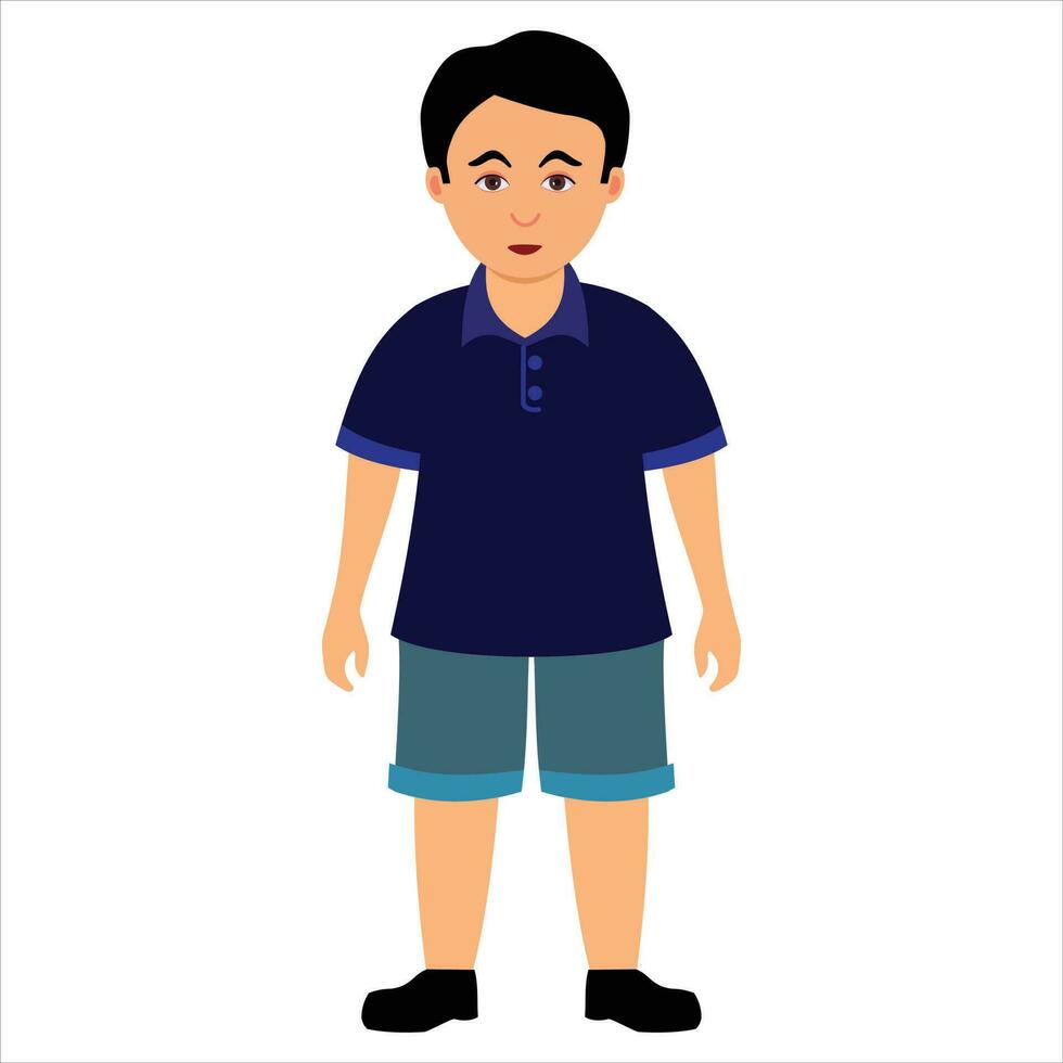 Vector Indian boy isolated cartoon character illustration