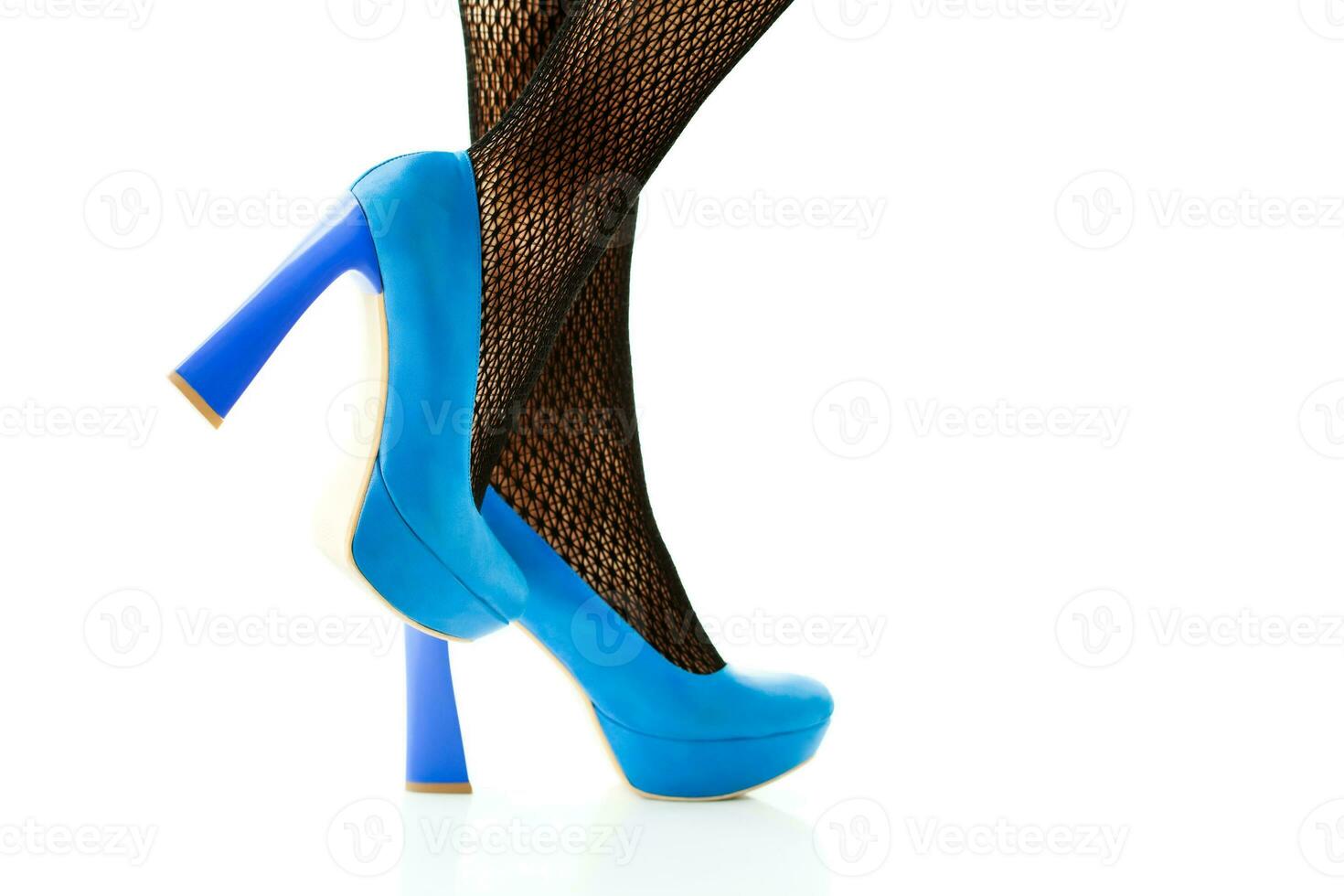 A woman with blue shoes photo