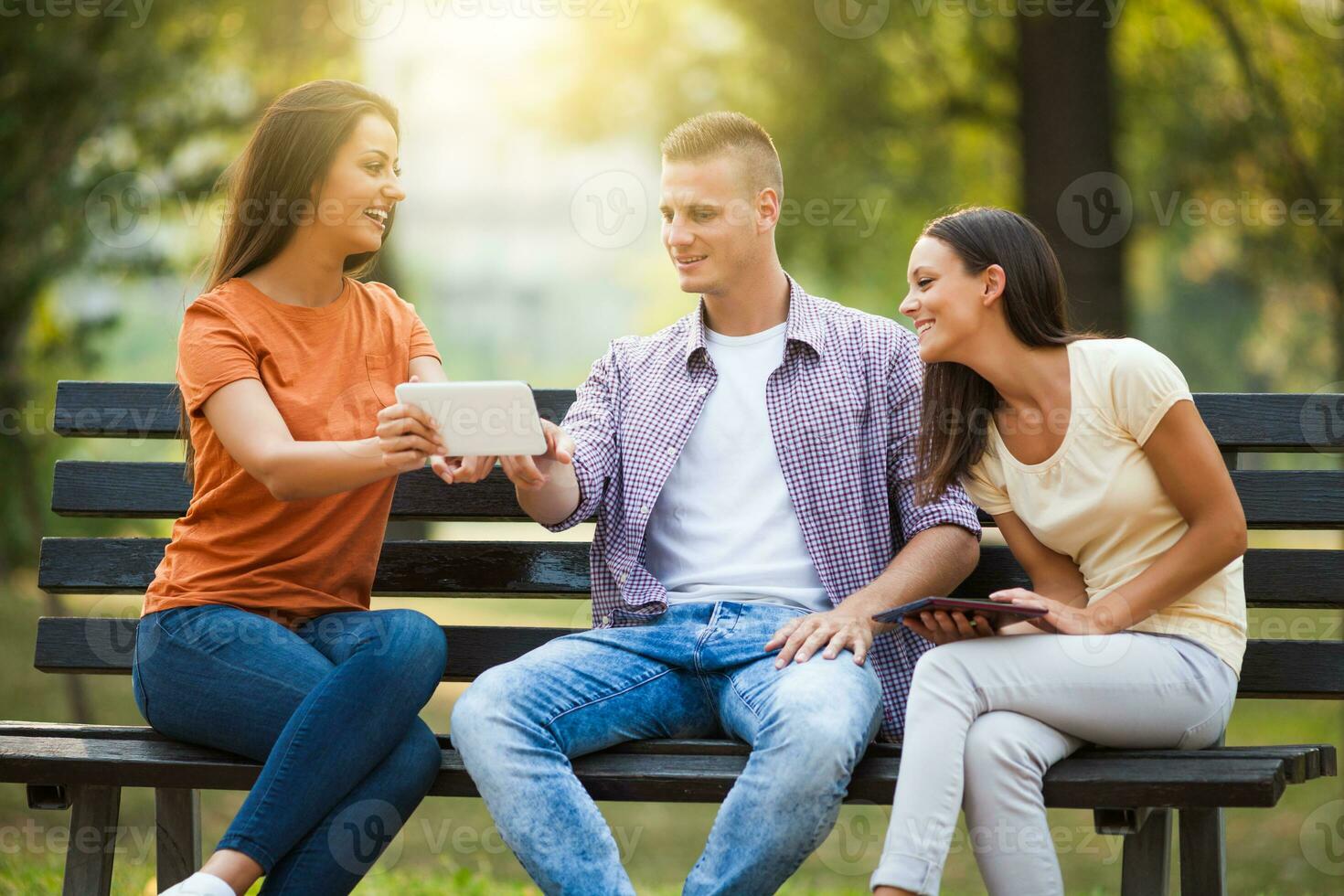 Friends spending time outdoors photo