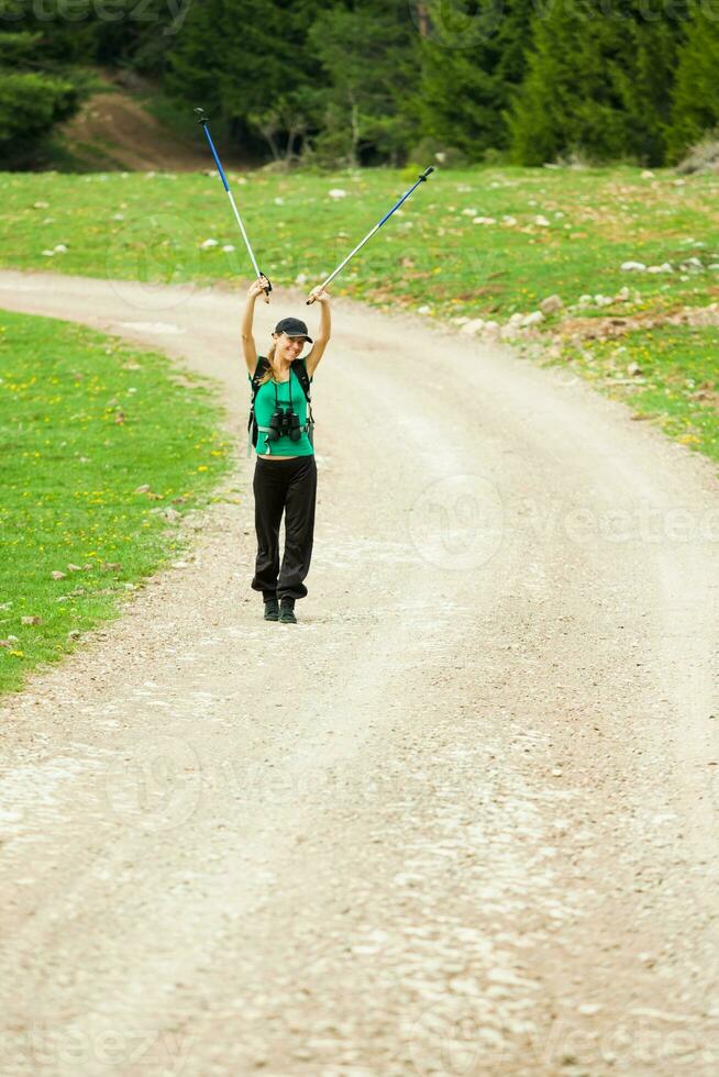 A woman hiking photo