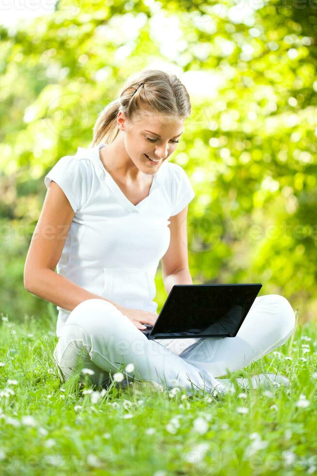 Woman spending time outdoors photo