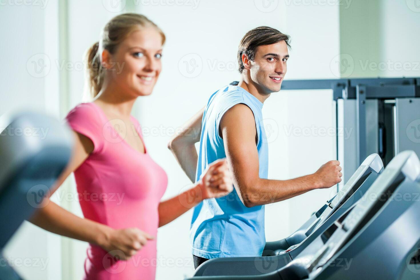 A couple doing physical exercises photo