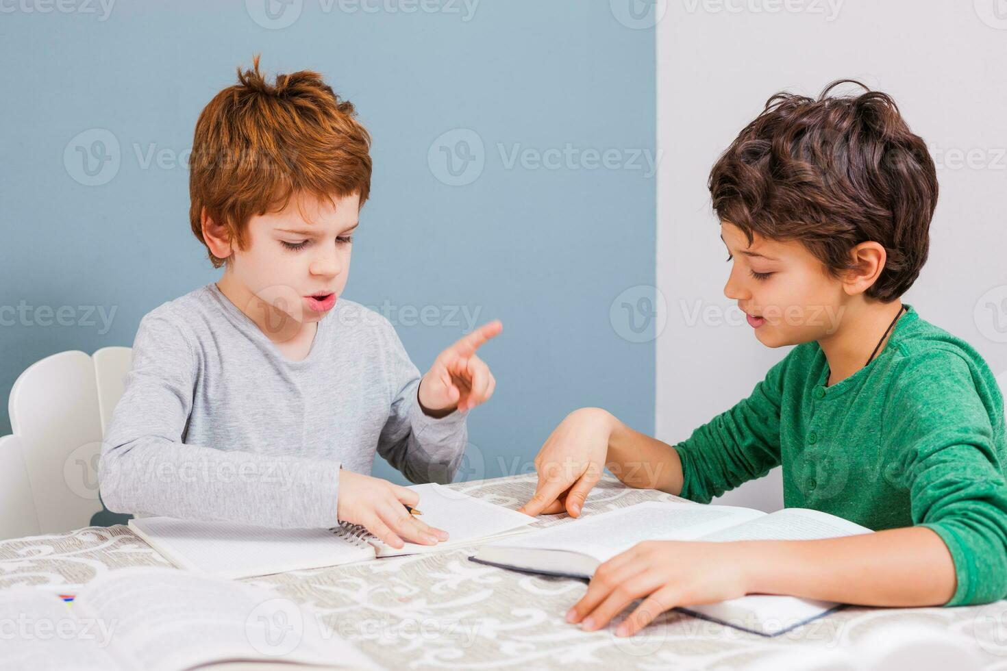 Kids doing homework photo
