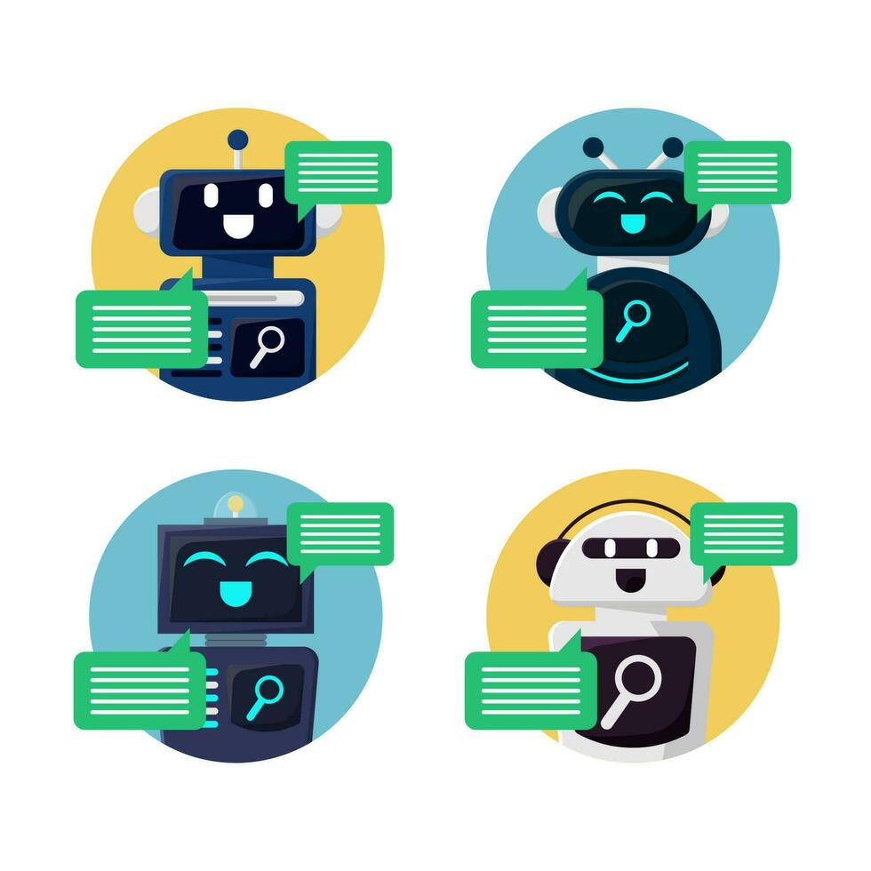 AI Robot Chatbot in Flat Illustration Collection vector