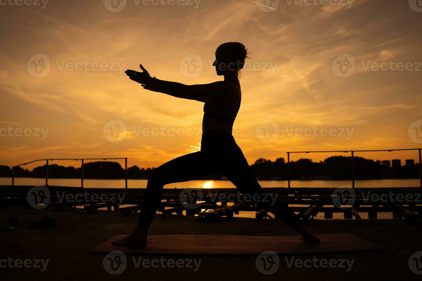 A woman doing physical exercises photo