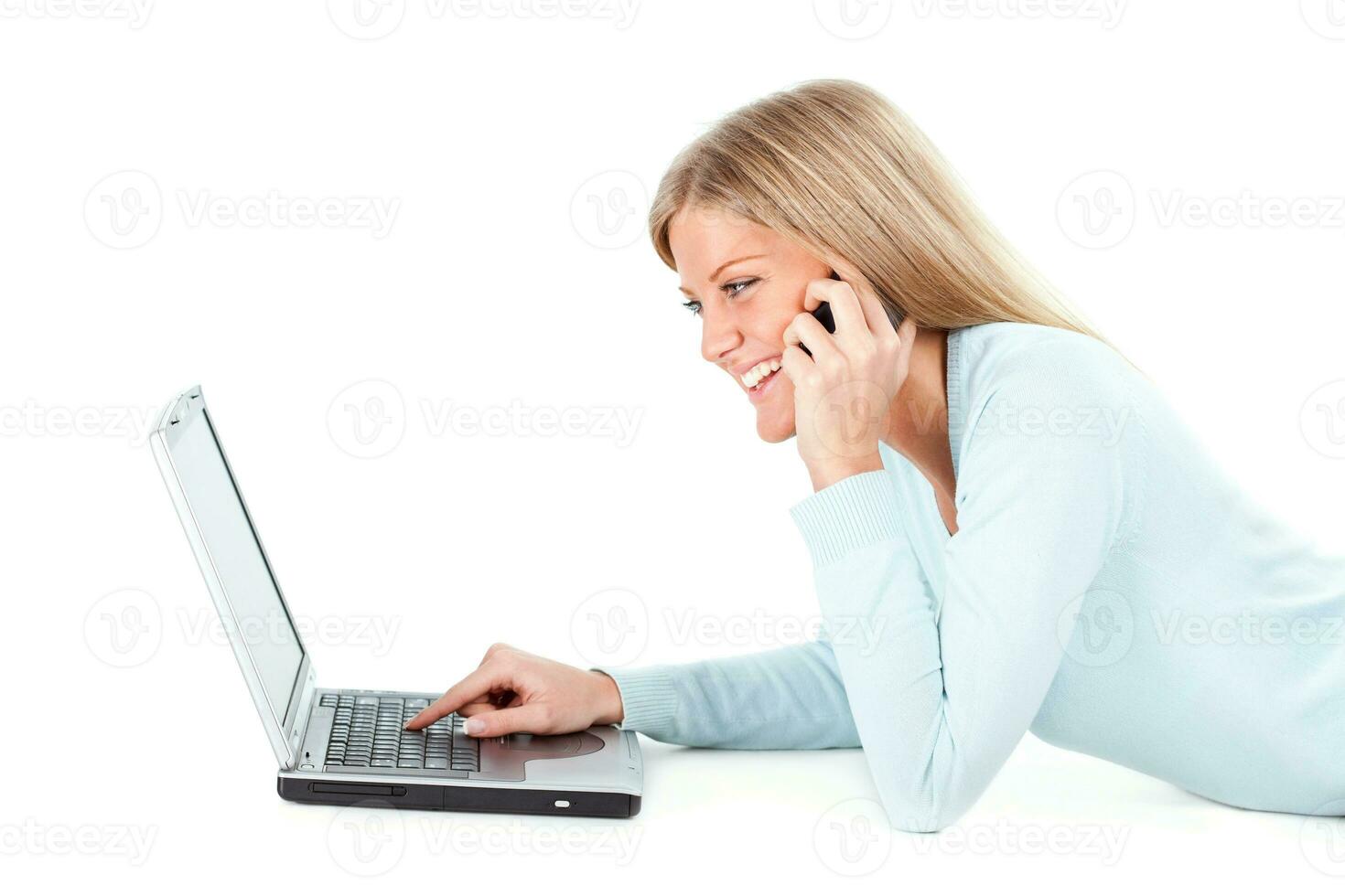 A woman using her laptop photo