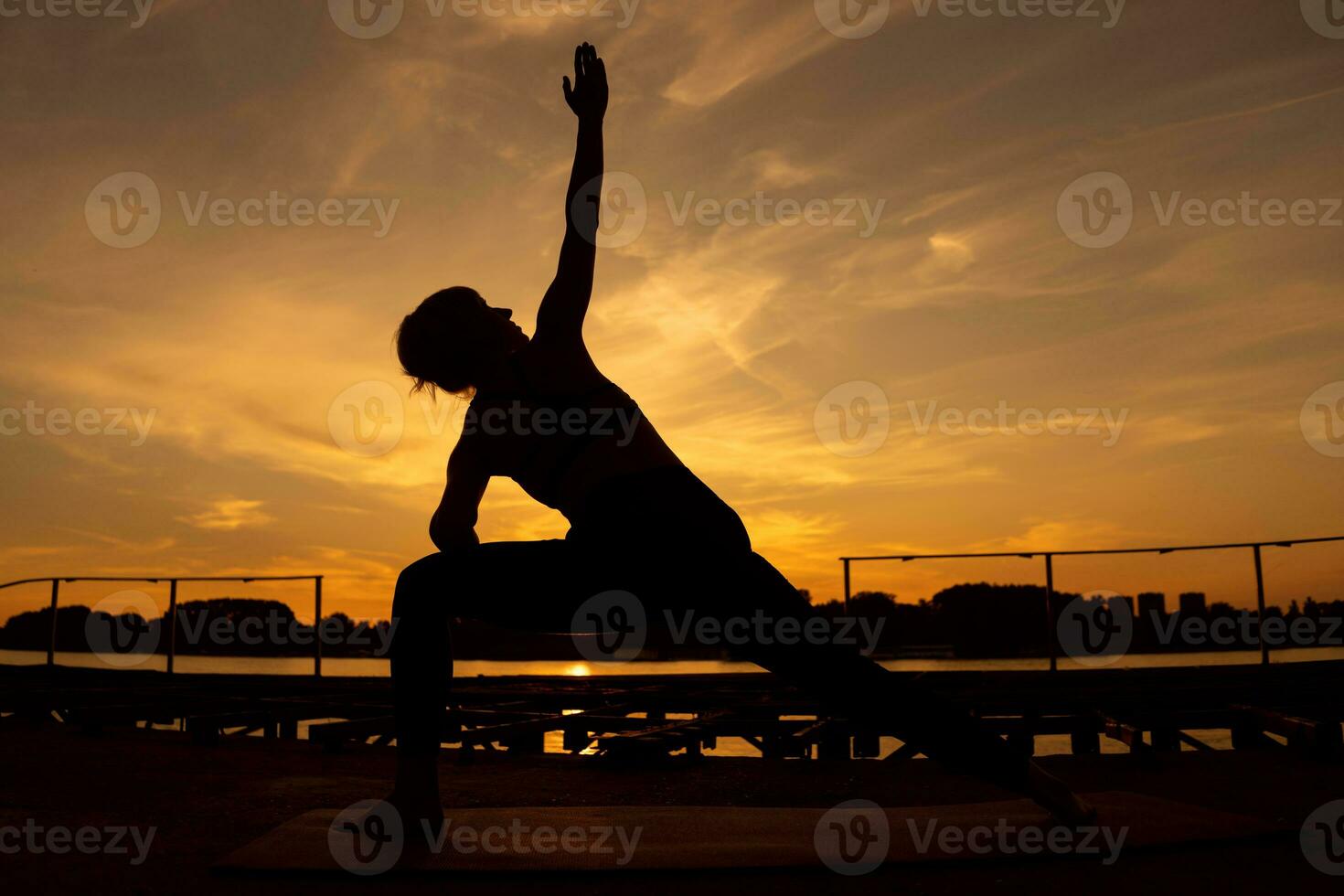 A woman doing physical exercises photo