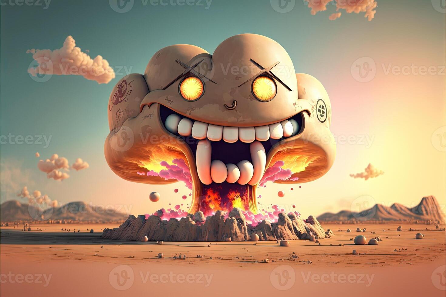 smiling atomic bomb illustration photo