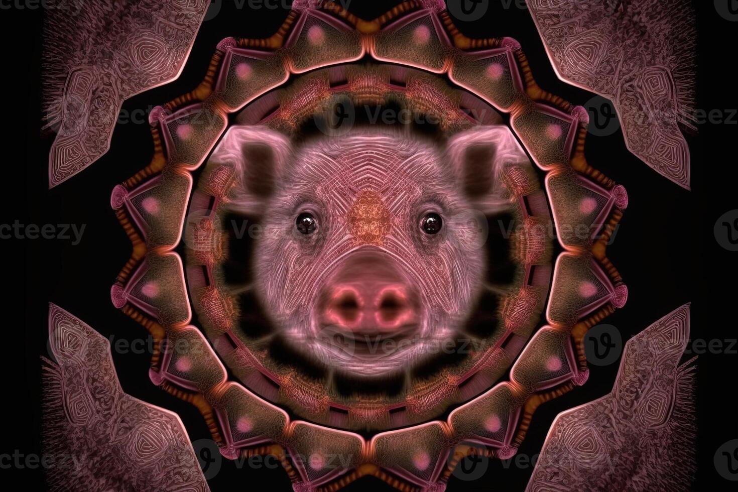Pig Animal mandala fractal illustration photo