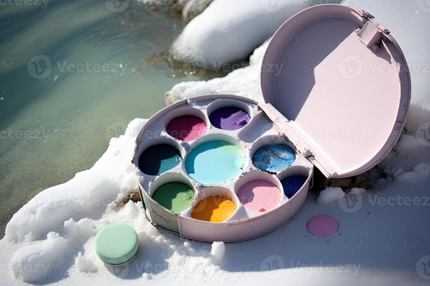 artist palette of pastel colors of spring illustration photo