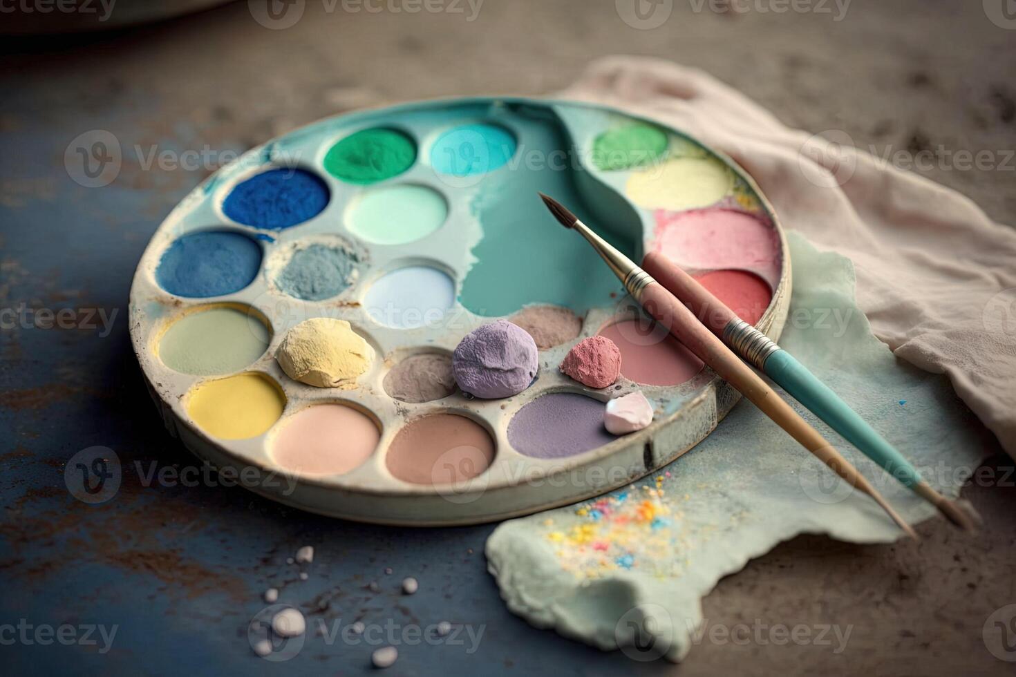 artist palette of pastel colors of spring illustration photo