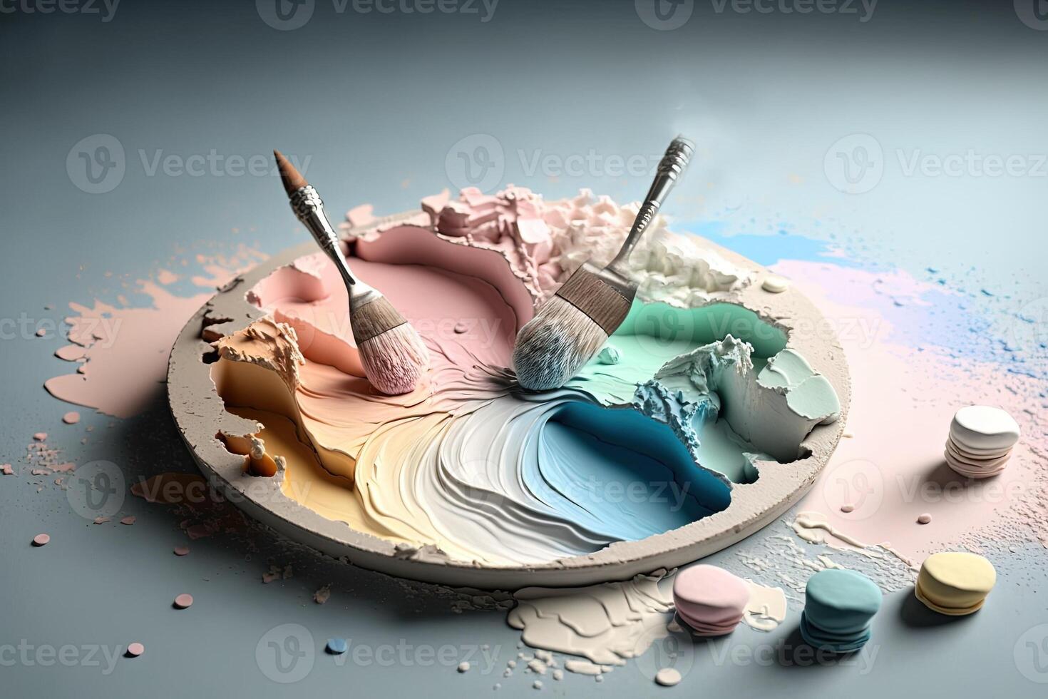 artist palette of pastel colors of spring illustration photo