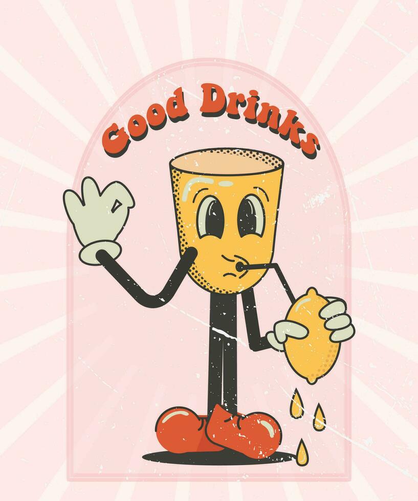 Groovy party,poster in retro style. vector