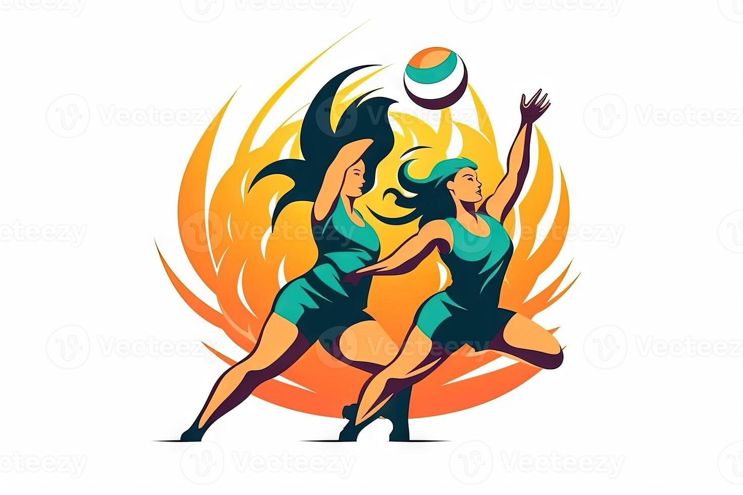 People playing volleyball icon illustration photo