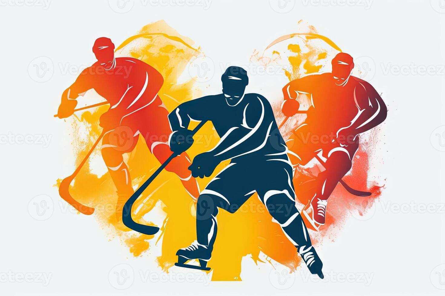 People playing hockey icon illustration photo