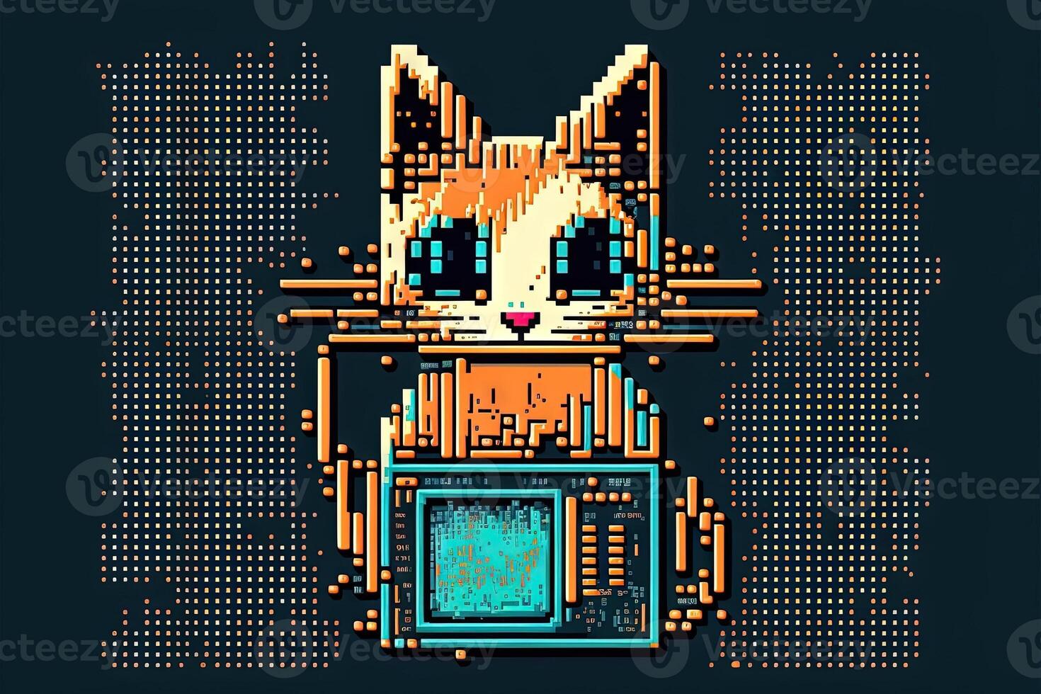 big pixel retro cpu cat Illustration photo