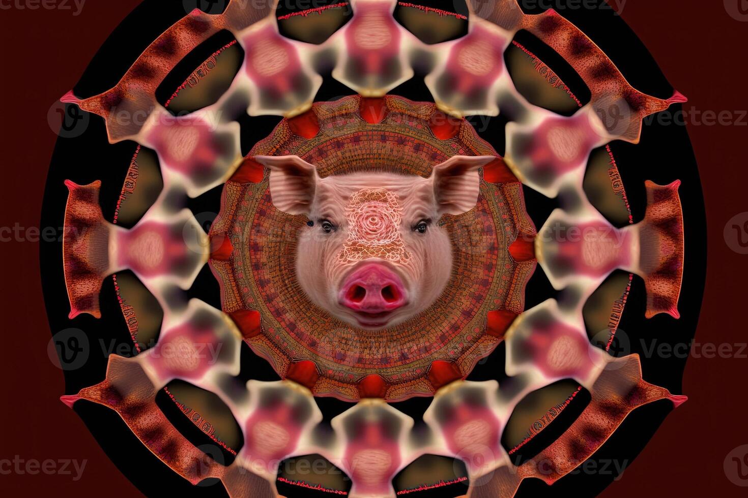 Pig Animal mandala fractal illustration photo