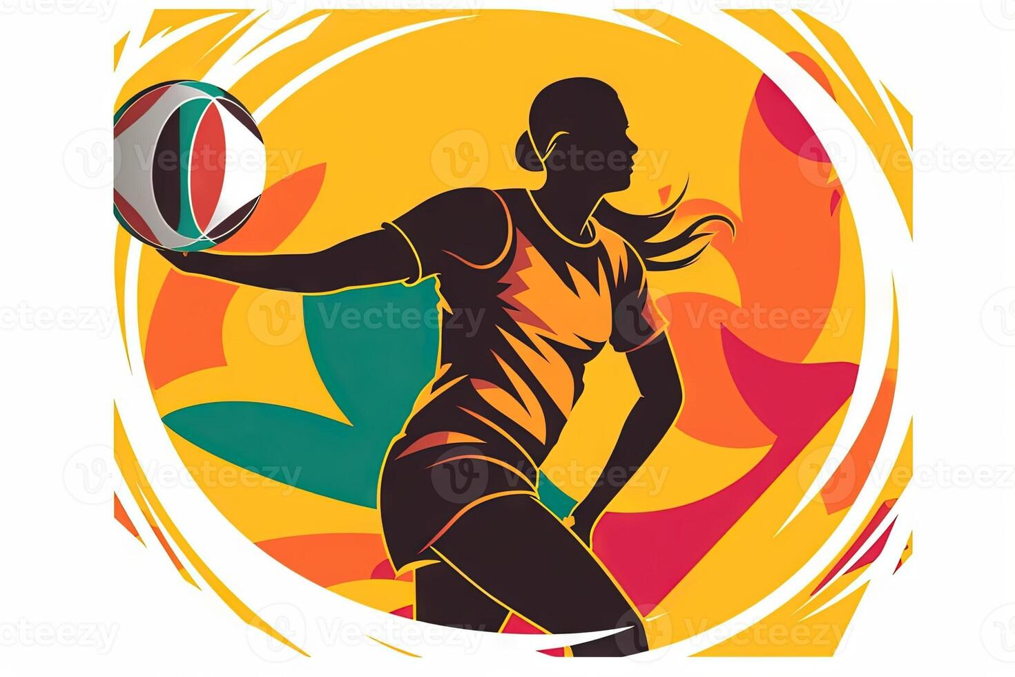 People playing volleyball icon illustration photo