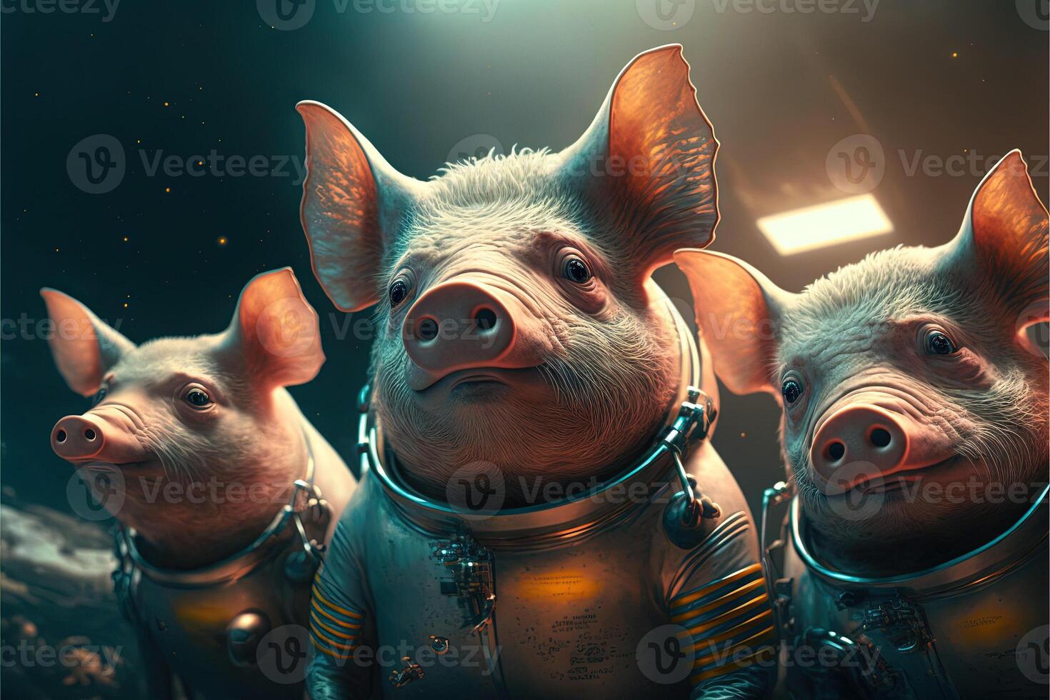 astonaut pigs in space illustration photo