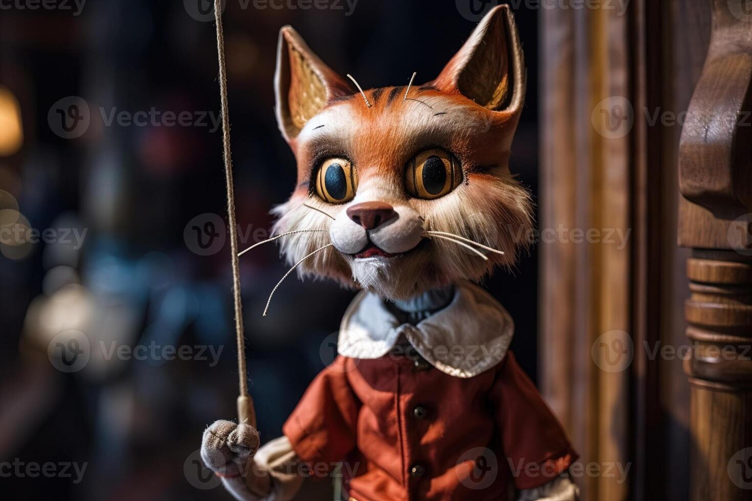 gato como un de madera marioneta Pinocho ilustración generativo ai foto