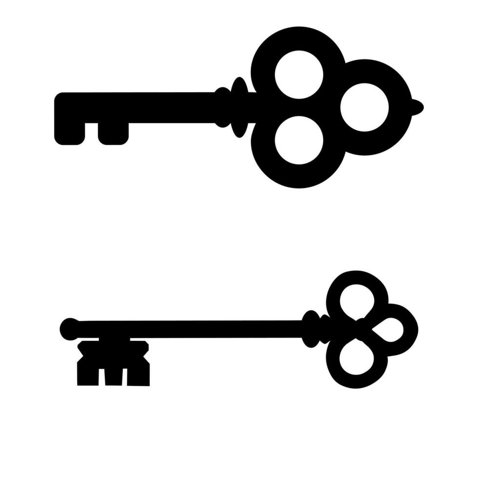 Old key vector icon. antiques illustration symbol or sign.
