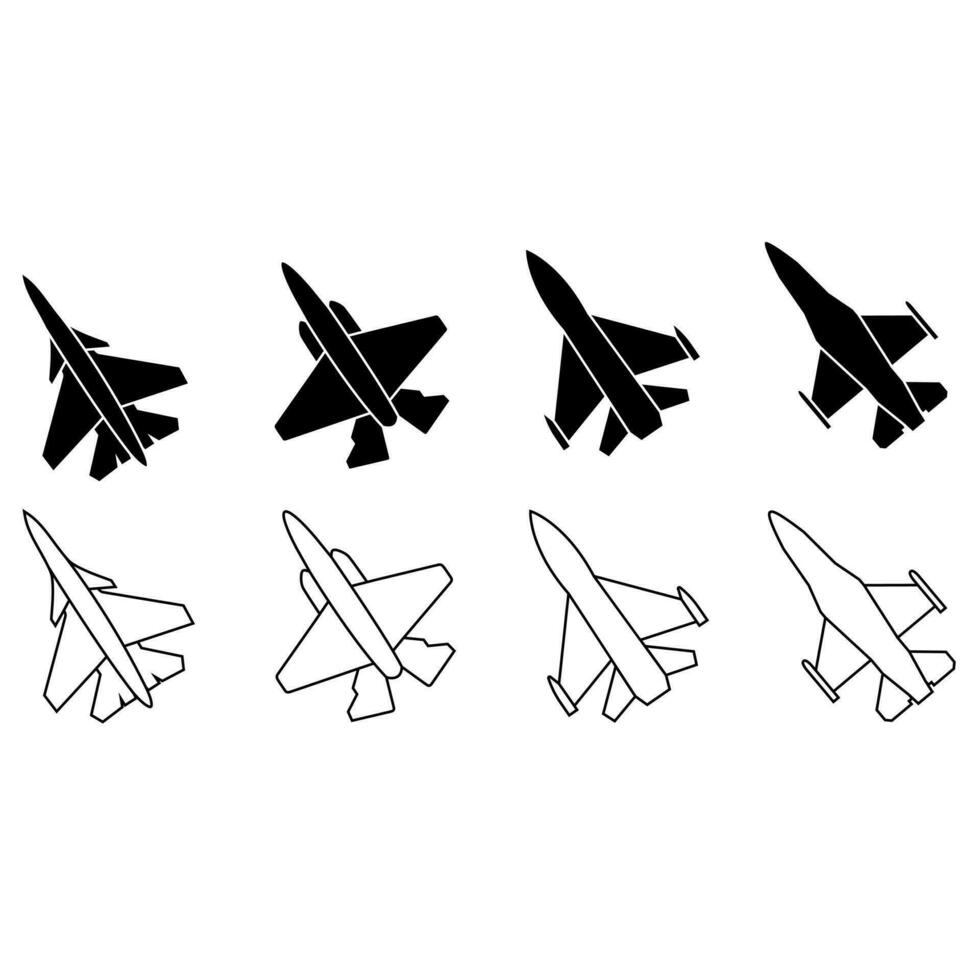 Fighter jet icon vector set. Air Force illustration sign collection. aviation symbol.