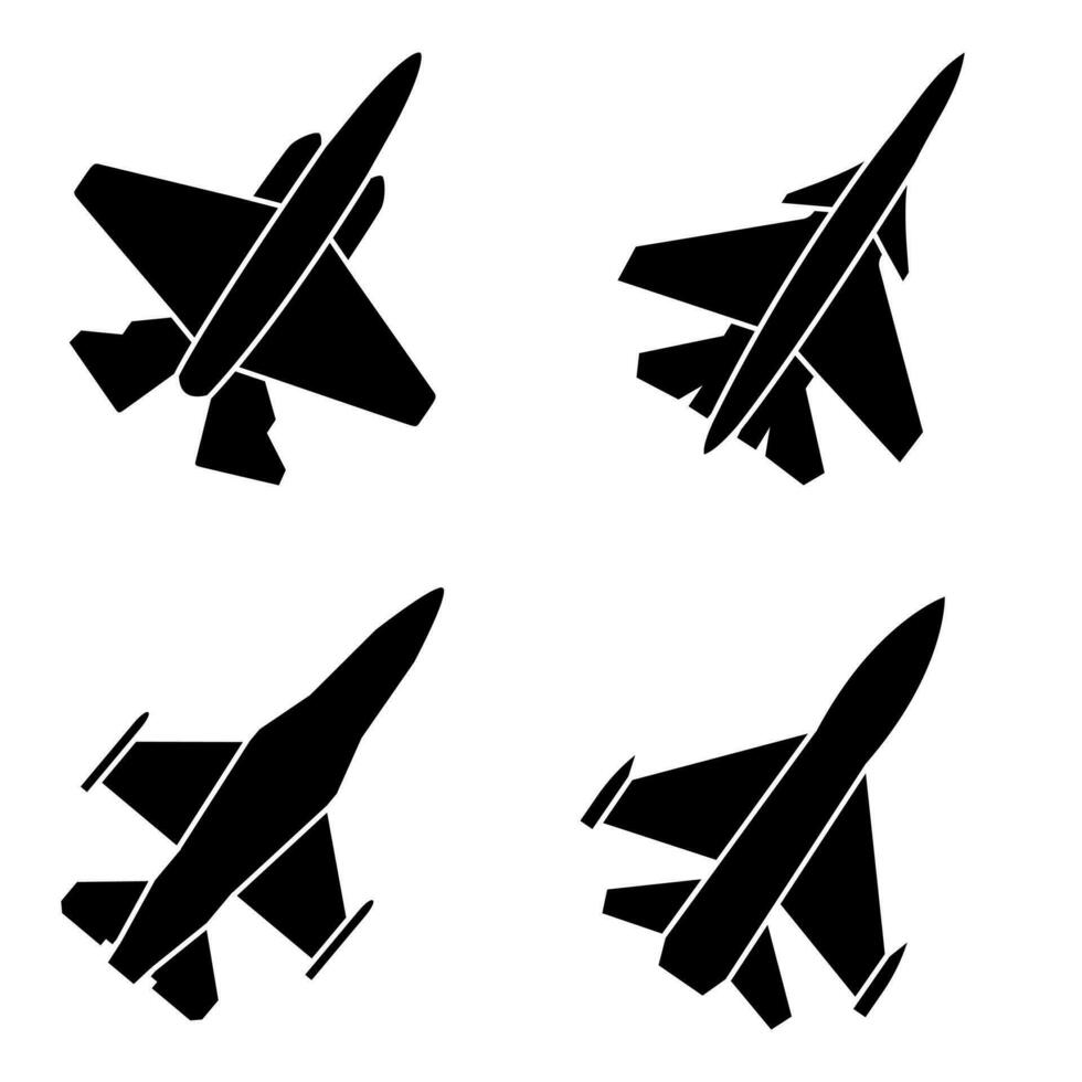 combatiente chorro icono vector colocar. aire fuerza ilustración firmar recopilación. aviación símbolo.