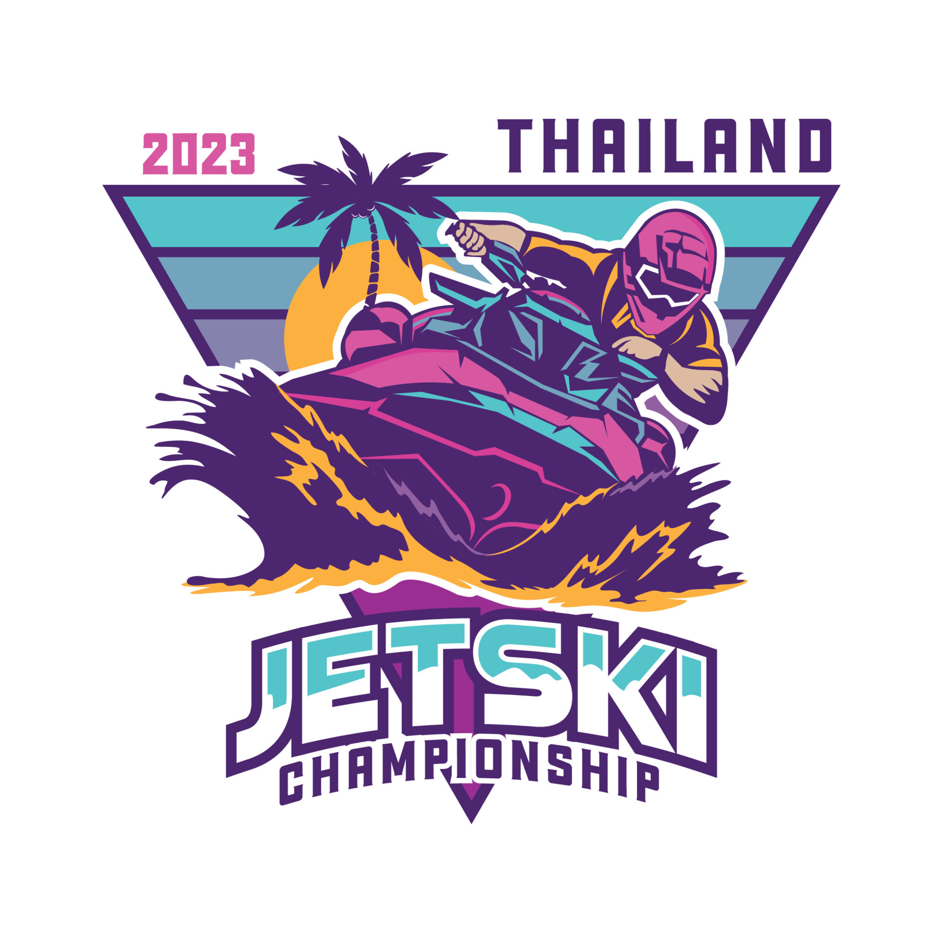 Jet ski Racing extreme sport vector illustration design in retro pop