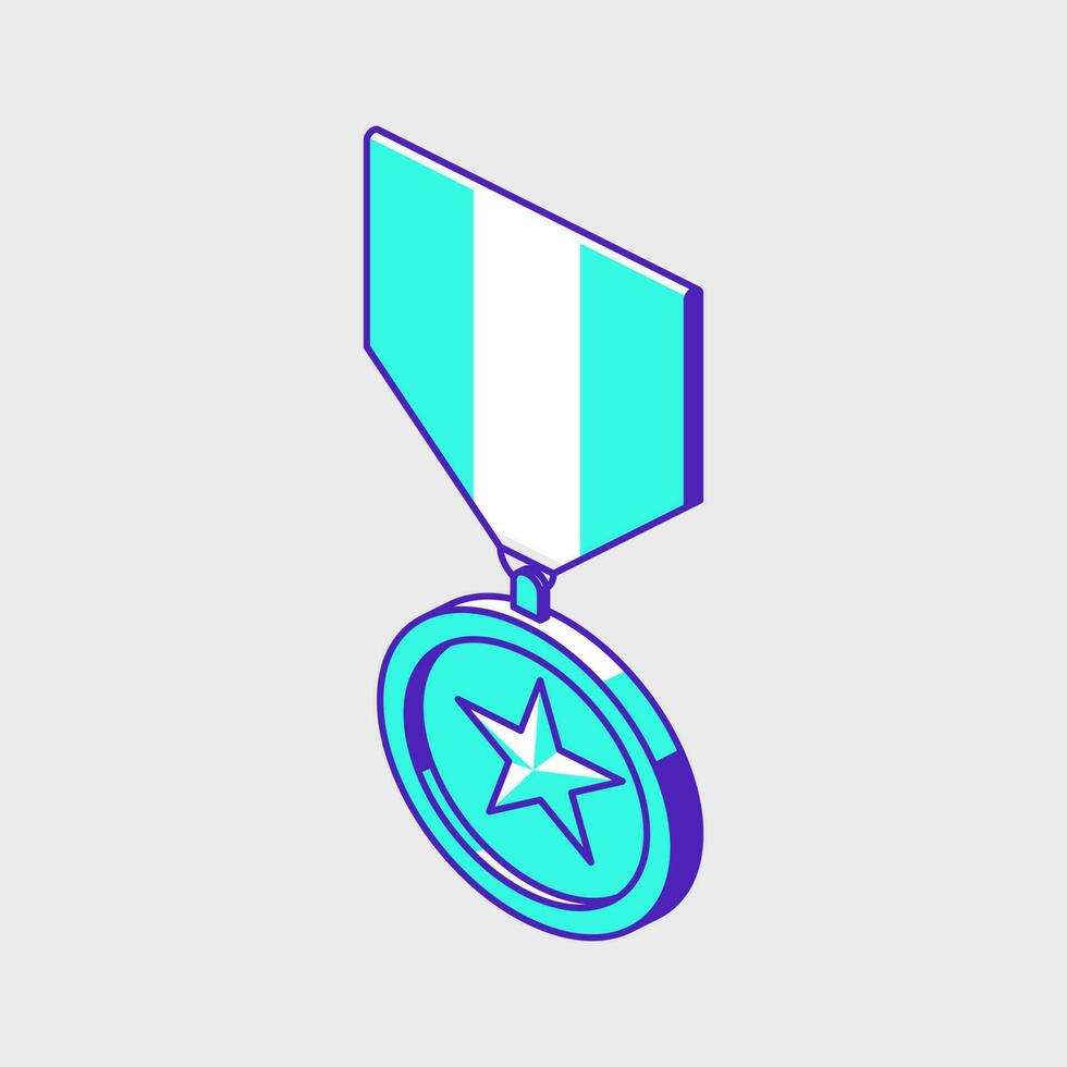 Military medal isometric vector icon illustration