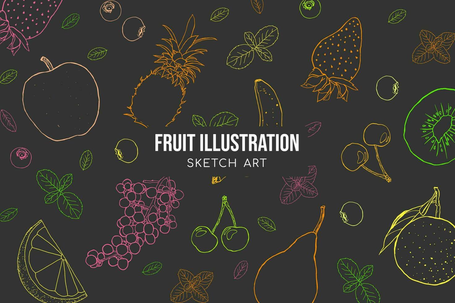 Fruit illustration sketch art background design vector