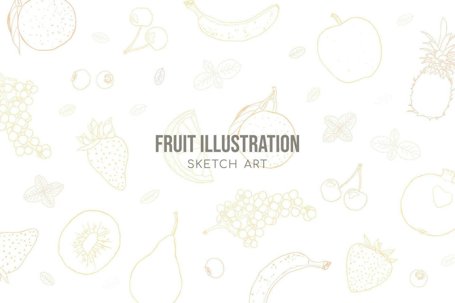 Fruit illustration sketch art neutral beige background vector