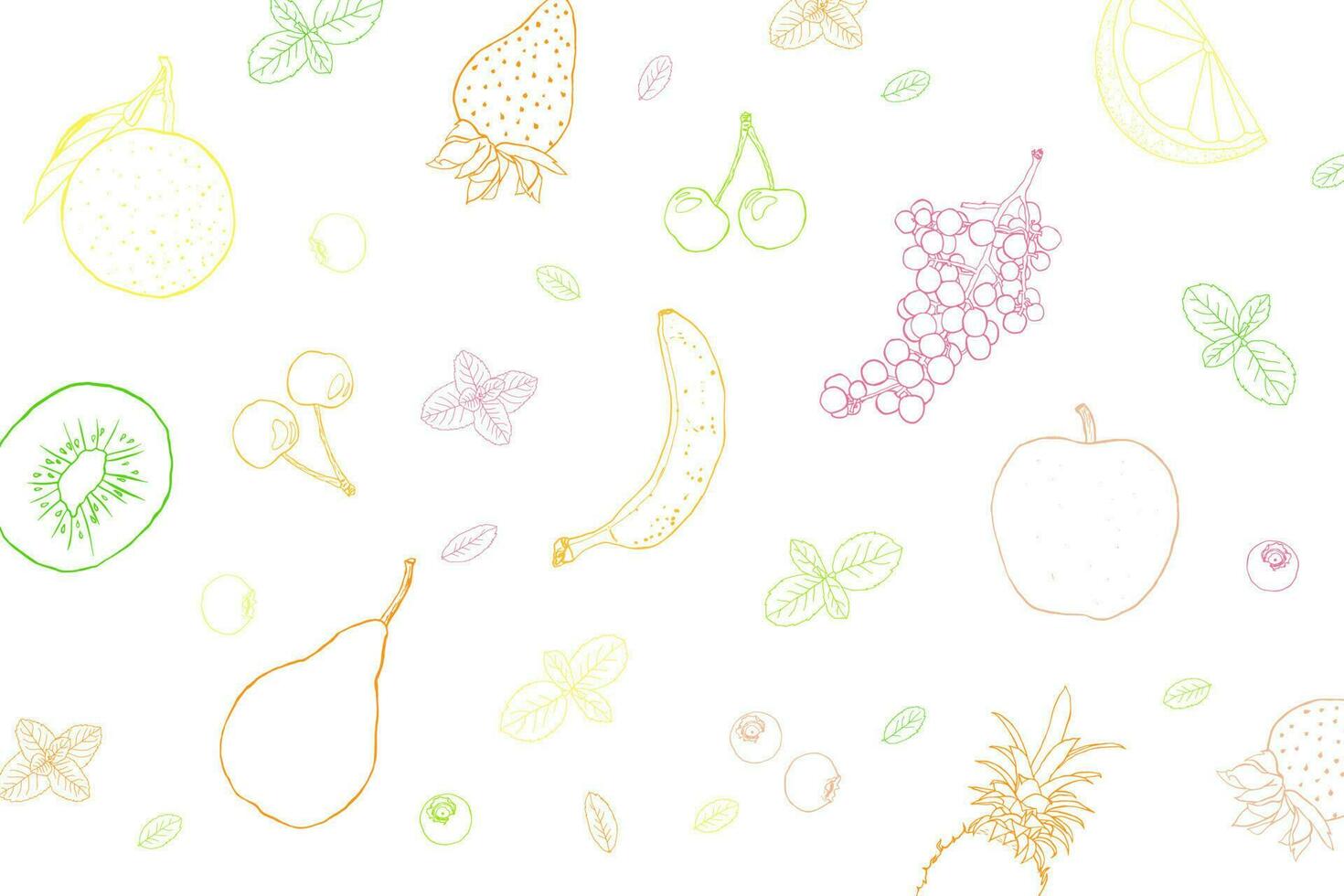 Fruit illustration sketch art colorful background vector