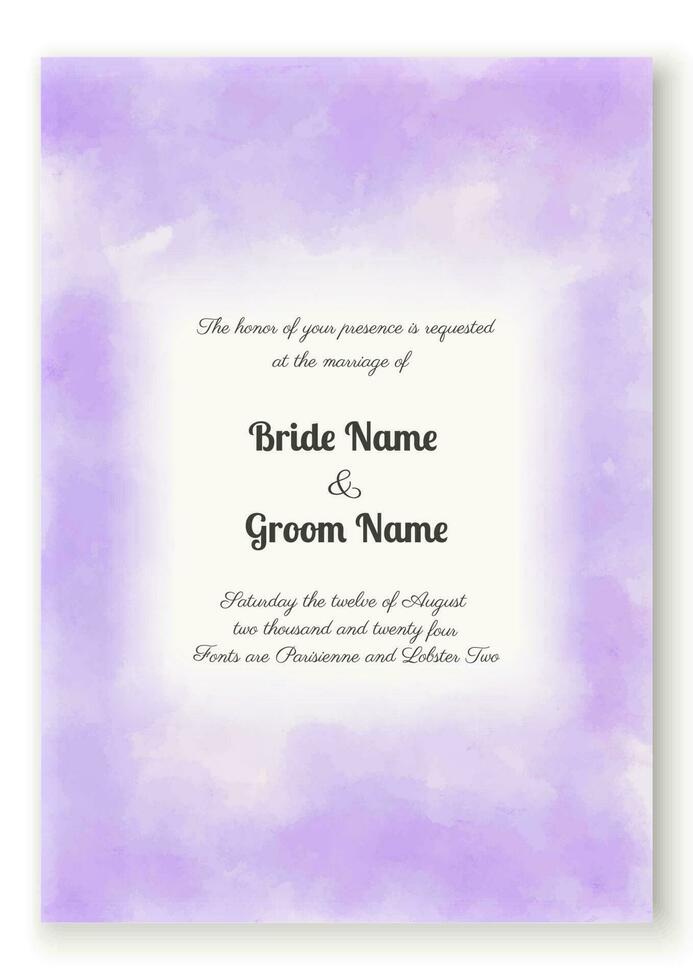 Lavender dreams abstract watercolor wedding invitation vector