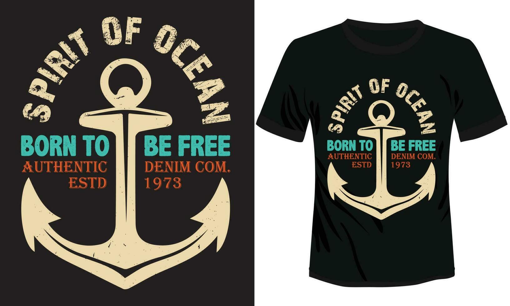 Spirit of Ocean Typography t-shirt Design With Angkor vector