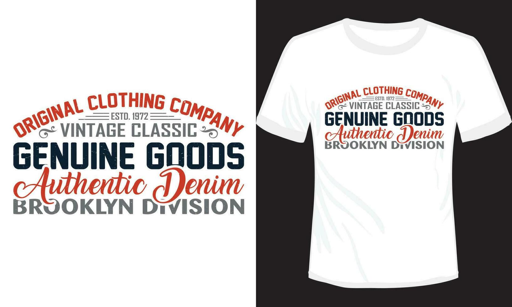 Vintage Classic Authentic Denim Brooklyn Dicision T-shirt Design vector