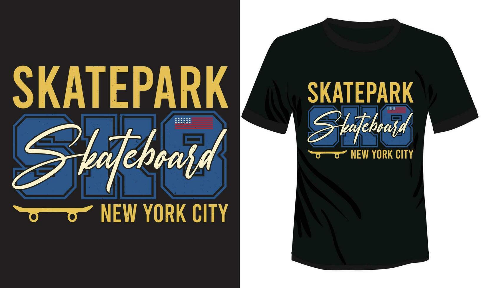 patineta camiseta diseño vector ilustración Parque de patinaje nuevo York ciudad