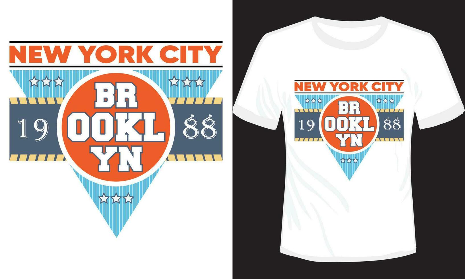 NYC classic vector t-shirt design with the Brooklyn text black background, print-ready t-shirt design.