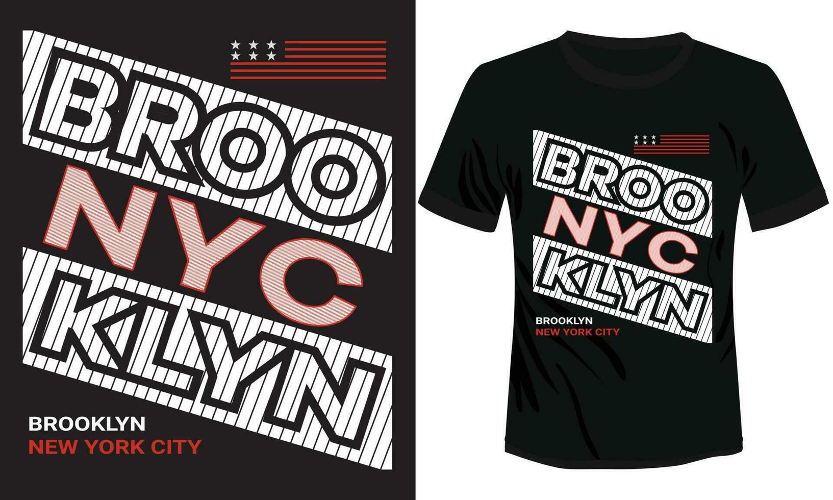 classic retro style t-shirt design with the Brooklyn and NYC text black background typography vector design