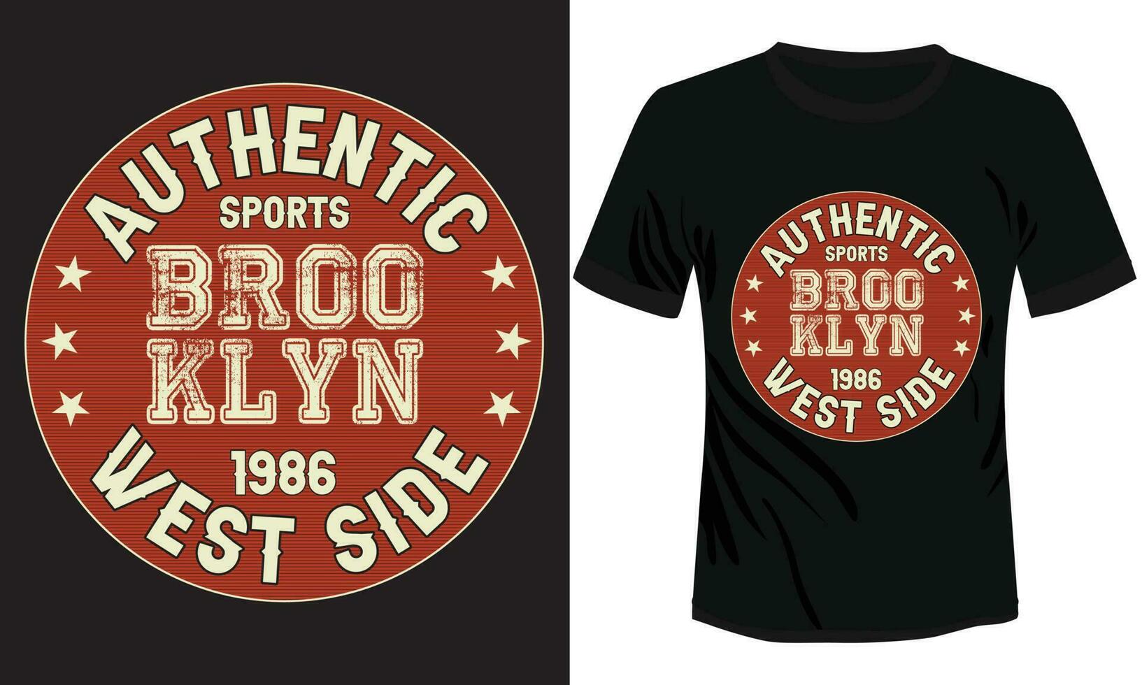 Authentic Sports Brooklyn T-shirt Design vector