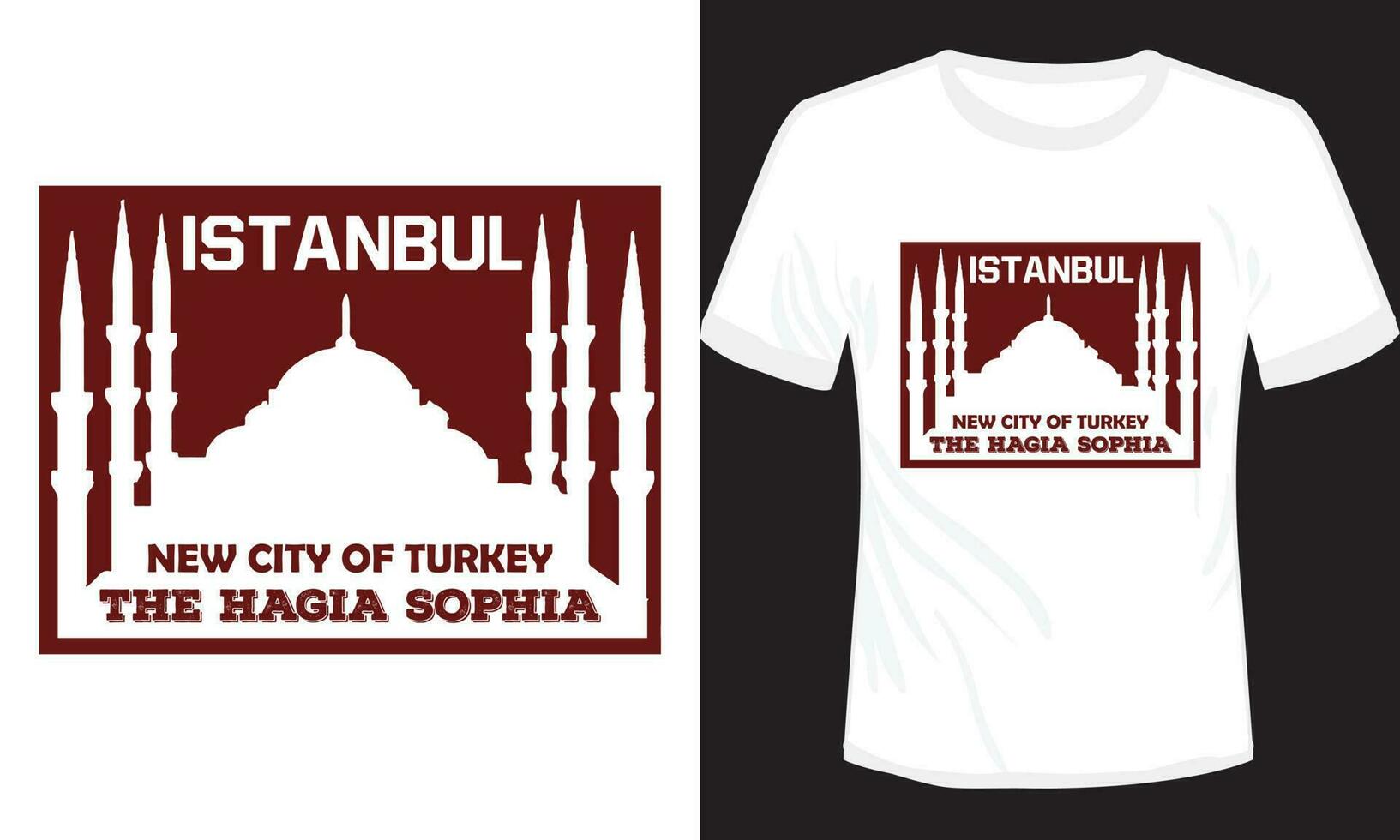 Istanbul the Hagia Sophia mosque vector illustration t-shirt design. The new city of Turkey.